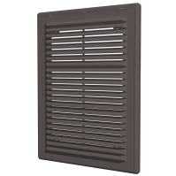 Решетка 150х150 вентиляционная, коричневая, наклонная с сеткой, рамкой (1515Р)