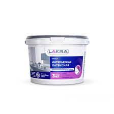 Краска латексная интерьерная влагостойкая белая (3кг) Лакра