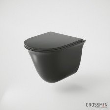 Унитаз подвесной GR-4412BMS черный матовый, безободковый с тонким сиденьем