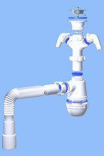 Сифон бутылочный Грот 1 1/2х40 нержавеющий выпуск, 2 отвода, с гофрой 40х40-50 АНИ А1115