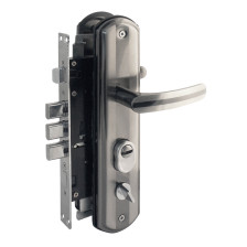 Замок врезной Nora-M с ручкой автомат N300-68 левый (матовый никель-черный никель)