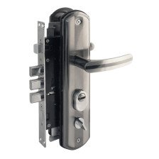 Замок врезной Nora-M с ручкой автомат N300-68 левый (матовый никель-черный никель)