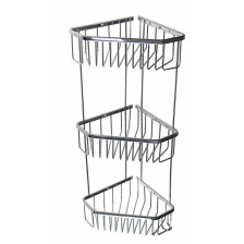 Полка нерж сталь САНАКС угловая пятиугольная 3-ярусная 18см хром 75044