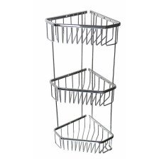 Полка нерж сталь САНАКС угловая пятиугольная 3-ярусная 18см хром 75044