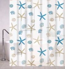 Штора для ванной комнаты 180х180см САНАКС PEVA РАКУШКИ с кольцами 06-08
