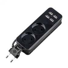 Удлинитель 2вх 1,5м б/з  4USB(2.1A) Uniel 10A S-CT2-1.5U Черный