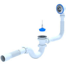 Сифон для ванны нерж выпуск с пробкой,гофрой АНИ Е155