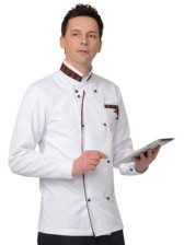 Китель Мишлен, мужской, белый с чёрно-красной полоской, размер 56-58/182-188