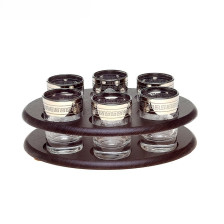Мини-бар 6 рюмок 50 мл овал гравировка на деревянной подставке 911792