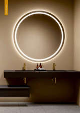 Зеркало D1000 Мун круглое с фронтальной подсветкой 4000К, сенсор кноп (АУРАМИРА,Россия)