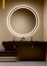 Зеркало D1000 Мун круглое с фронтальной подсветкой 4000К, сенсор кноп (АУРАМИРА,Россия)