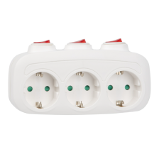 Разветвитель Uniel сетевой с выключателем с/з 3 гнезда 16А 3500Вт S-GES3-16OB WHITE 