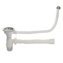 Сифон для кухонной мойки с переливом и гофрой САНАКС 8740