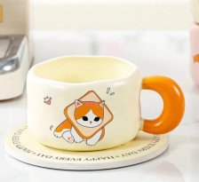 Кружка 450  мл Cat loves baking, toast YX-689-01