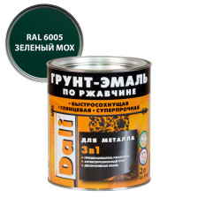 Грунт-эмаль по ржавчине гладкая зеленый мох RAL 6005 (2л) Dali