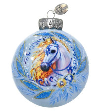 Украшение новогоднее Шар 10см Лошадка красивая КУ-100-254037