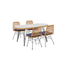 Набор мебели искусственный ротанг Габриел GS005/GS007 (стол+4 стула) бежевый,синий