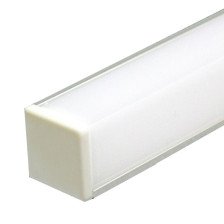 Профиль для светодиодной ленты CAB281 угловой квадратный с матовым экраном, 2 заглушки в комплекте алюминий