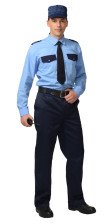 Рубашка охранника длинный рукав голубая р 41/170-176