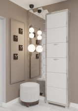 Шкаф обувной Люкс 6 секций, стекло белое, руанда 