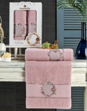 Набор полотенец махровых 2 шт 50х90 + 70х140 Ceremony розовый Merzuka