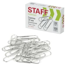 Скрепки 28 мм 100 шт металлические Staff