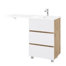 Тумба с раковиной Basil -120 правая напольная под стиральную машину Юстус/Белый