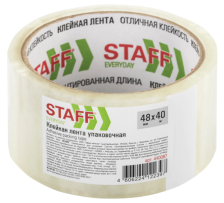 Скотч упаковочный 48 мм х 40 м STAFF прозрачный 40 микрон 