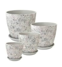 Горшок керамический с/п Бутон Роспись яшма d21см белый