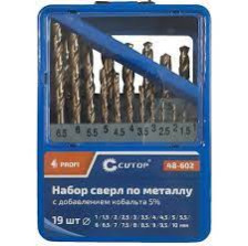 Набор сверл по металлу 1-10мм кобальт, 19шт CUTOP 48-602