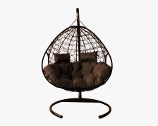 Кресло-качели Добрыня без проушин ротанг коричневый, подушка в ассортименте