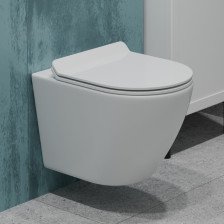 Унитаз подвесной К505 белый, безободковый с сиденьем ДП тонкое