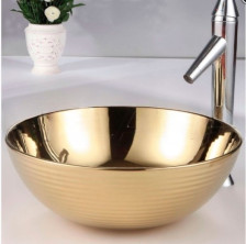 Раковина накладная Melana 800-T4004G золото (38х38х15)