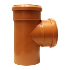 Тройник канализационный 90 ПВХ D110х110 коричневый