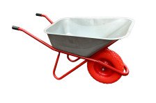 Тачка строительная одноколесная 110л/250кг красная Лесоторговая литое колесо 4.00-8 D12