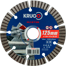 Диск алмазный 125х22,23х1,8х10 Турбо сегментный бетон гранит камень KRUGO MASTER 8107 1250266