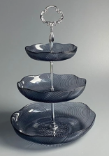 Фруктовница 3-ярусная LENARDI стекло, серый 200-160