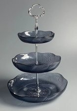 Фруктовница 3-ярусная LENARDI стекло, серый 200-160