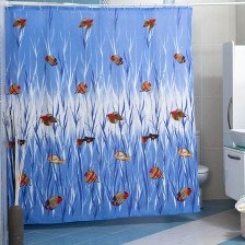 Штора для ванной комнаты 180х200см MIRANDA Fish (голубой) полиэстер MRD.01.М5038/bl
