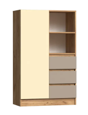 Шкаф комбинированный Челси Колор Слоновая кость/Глиняный серый/Дуб крафт