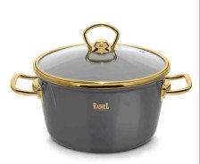 Кастрюля эмалированная 4,5 л RASHEL GRAND графит/золото R0824