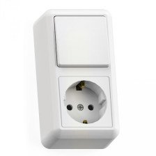 Блок открытой установки выключатель 1-м + роз с заземляющим контактом БКВР-405