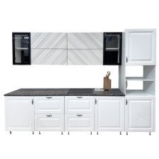 Кухня Престиж 3,0м Компоновка №1 Белый/Браш Вайт/Прайм жемчуг