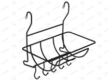 Полка для полотенец с крючками черный матовый 260х180х270мм MX-401 BL
