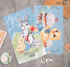 Набор полотенец рогожка 2шт Доляна Светлой Пасхи 9284373 35х60