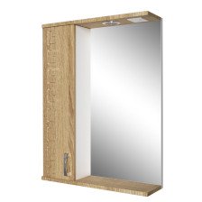 Зеркало со шкафчиком Амелия -55 с подсветкой дуб (55х75х16)