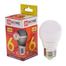 Лампа светодиодная  Е27 6W/3000 шар IN HOME