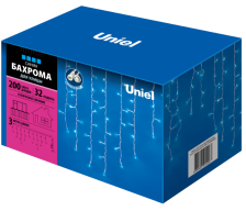 Гирлянда Бахрома Uniel ULD-B3010-200/SWK Blue IP67 3м синий уличная ш/к94067