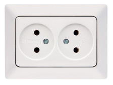 Розетка 2-м скрытой установки без заземления NE-AD Aras 93-111-75-P 16А 250В (керамика) крем