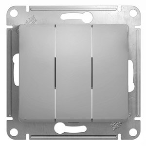 Выключатель 3-м скрытой установки Glossa GSL000331 алюминий